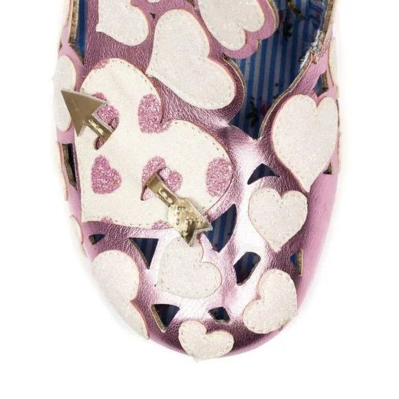 New Irregular Choice Heart Pink & White Wedding Heels Shoes 5.5 USA / 36 EU - Picture 3 of 5
